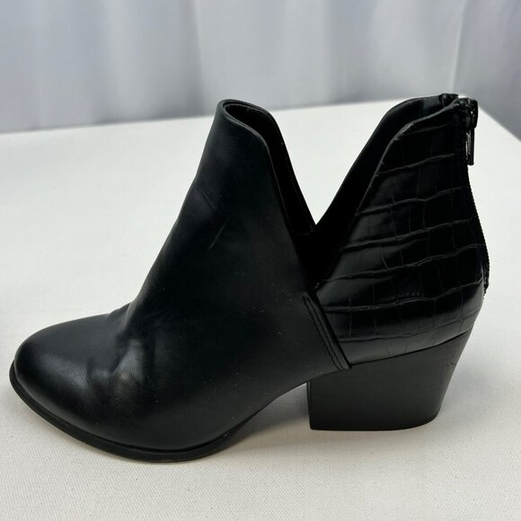 SO Womens Ankle Boots Faux Leather Heeled Black Size 9 Zip - Picture 6 of 10